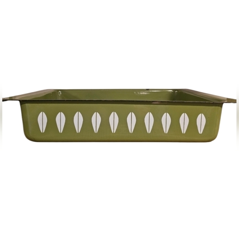 Catherineholm Enamelwear Large Baking Pan Green Lotus Leaf Mid Century